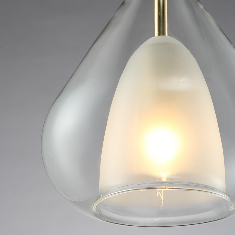 Modern Hanging Pendant Lights - Double Glass Teardrop Design - Ideal for Living Room