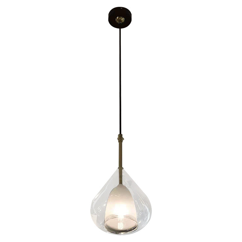 Modern Hanging Pendant Lights - Double Glass Teardrop Design - Ideal for Living Room