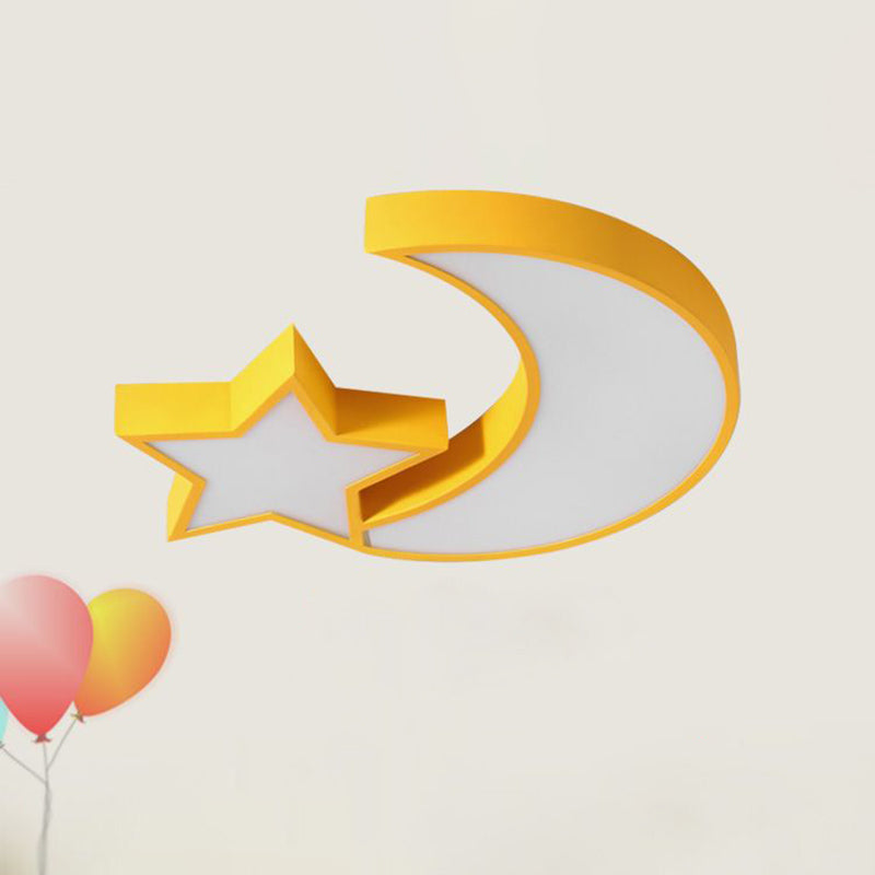 Kids Style Star and Moon LED Flushmount Ceiling Lamp