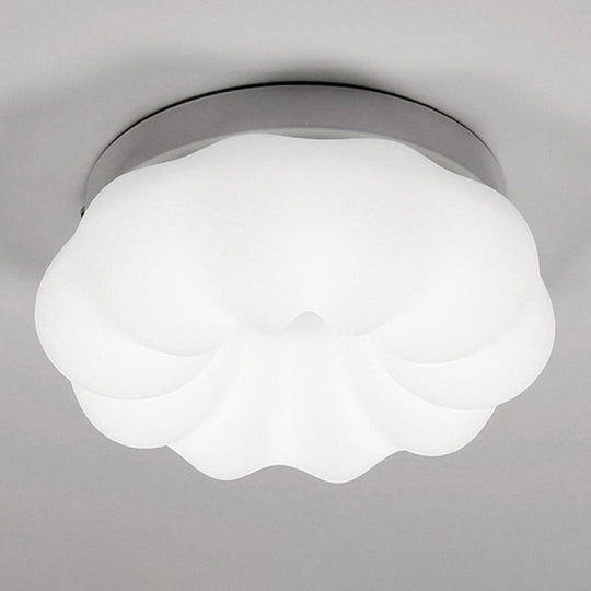 White Plastic Cloud Flush Mount Ceiling Light: Kids LED Fixture
