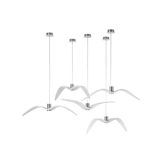 Art Deco Seagulls Hanging Lamp - White, 1-Light, Resin Material, Drop Pendant for Dining Room Decor