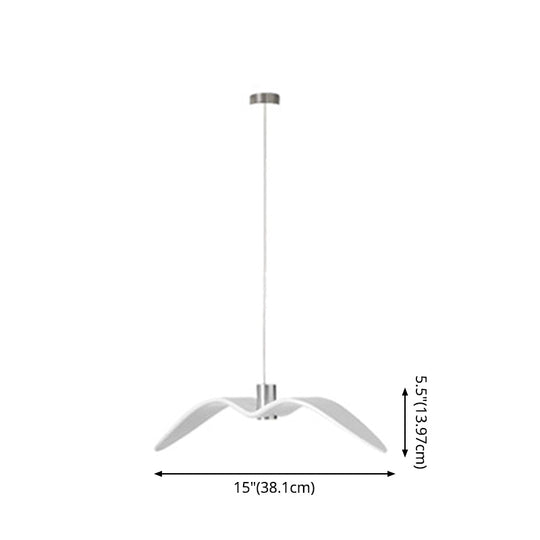 Art Deco Seagulls Hanging Lamp - White, 1-Light, Resin Material, Drop Pendant for Dining Room Decor