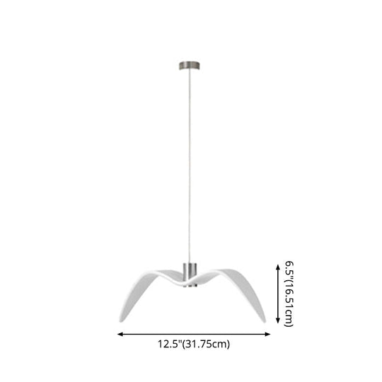 Art Deco Seagulls Hanging Lamp - White, 1-Light, Resin Material, Drop Pendant for Dining Room Decor