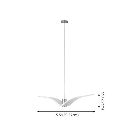 Art Deco Seagulls Hanging Lamp - White, 1-Light, Resin Material, Drop Pendant for Dining Room Decor