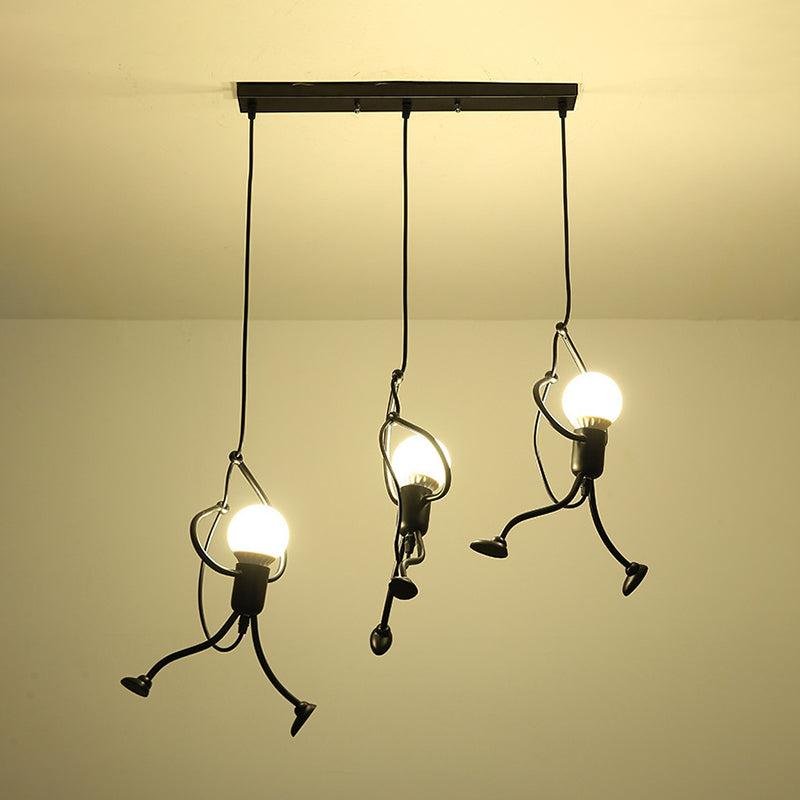 Art Deco Black Cartoon Person Suspension Pendant for Bedroom Lighting