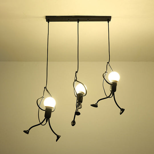 Art Deco Black Cartoon Person Suspension Pendant for Bedroom Lighting