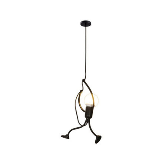 Art Deco Black Cartoon Person Suspension Pendant for Bedroom Lighting