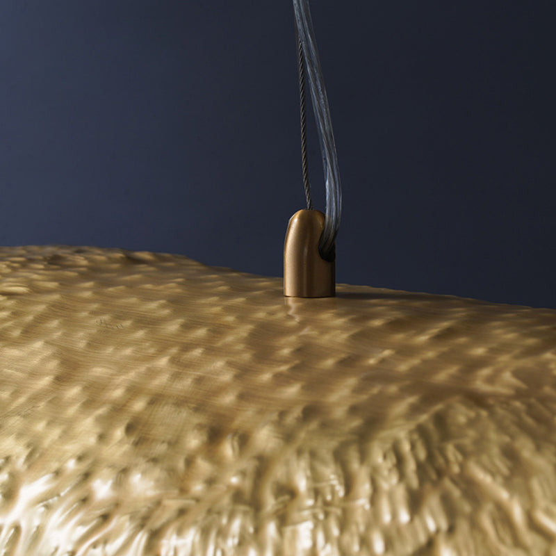 Mid-Century Gold Lotus Leaf Ceiling Pendant: Elegant Metal Hanging Lamp for Restaurants