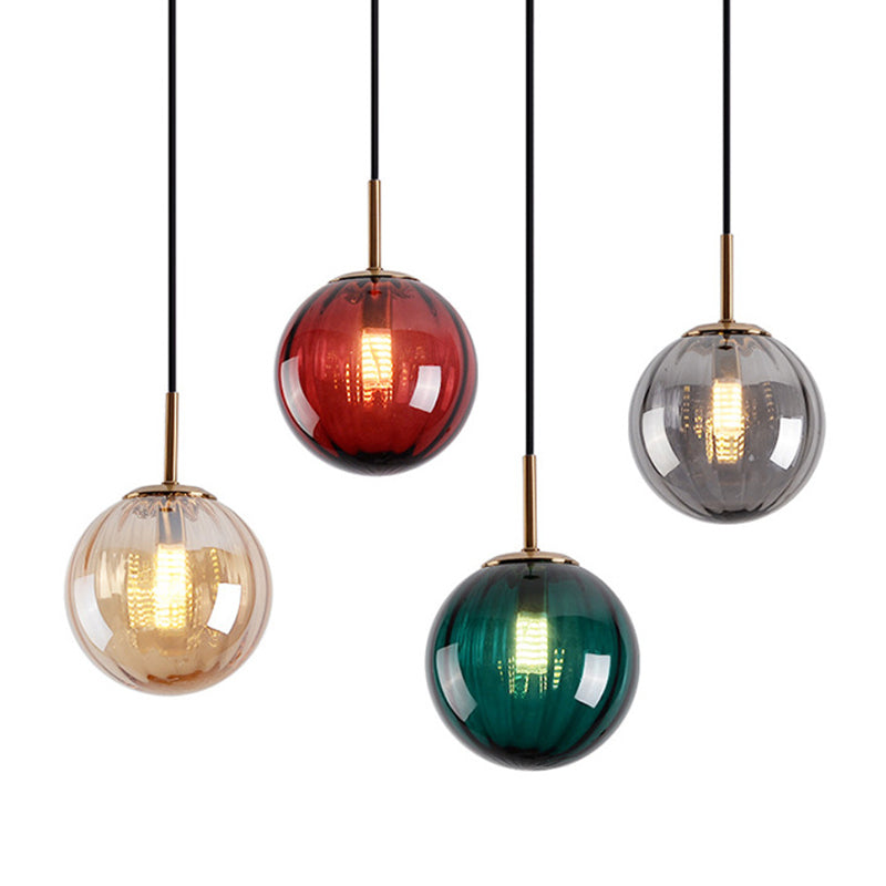 Mid-Century Brass Glass Pendant Light Kit - Restaurant Drop Design
