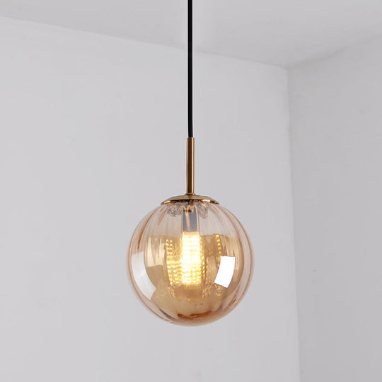 Mid-Century Brass Glass Pendant Light Kit - Restaurant Drop Design