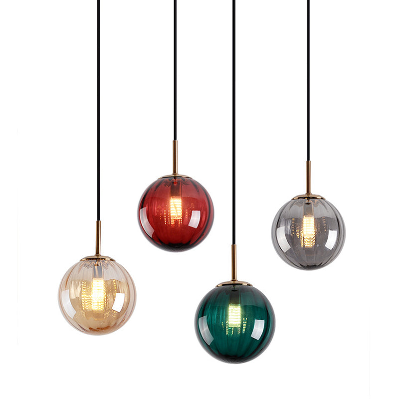 Mid-Century Brass Glass Pendant Light Kit - Restaurant Drop Design