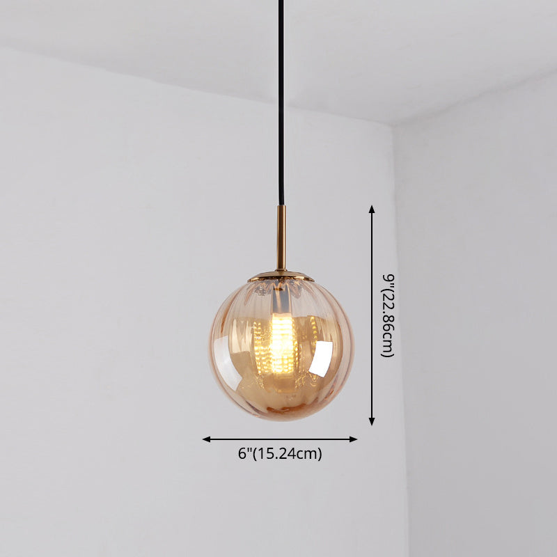Mid-Century Brass Glass Pendant Light Kit - Restaurant Drop Design