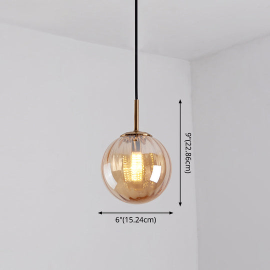 Mid-Century Brass Glass Pendant Light Kit - Restaurant Drop Design