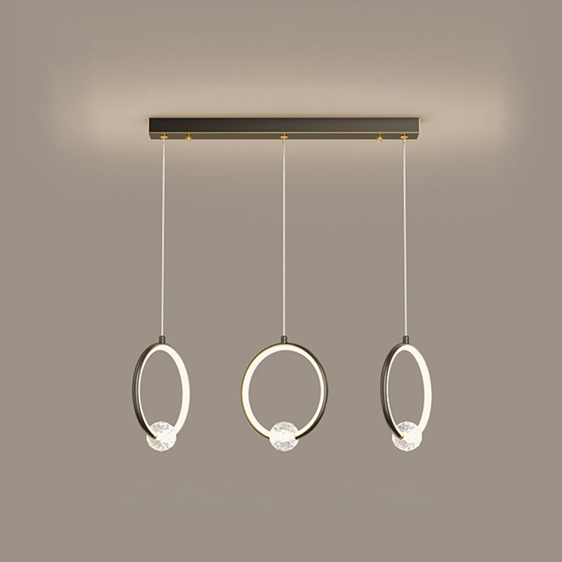 Modern Metal LED Indoor Pendant Light: Stylish Ring-Shaped Hanging Fixture