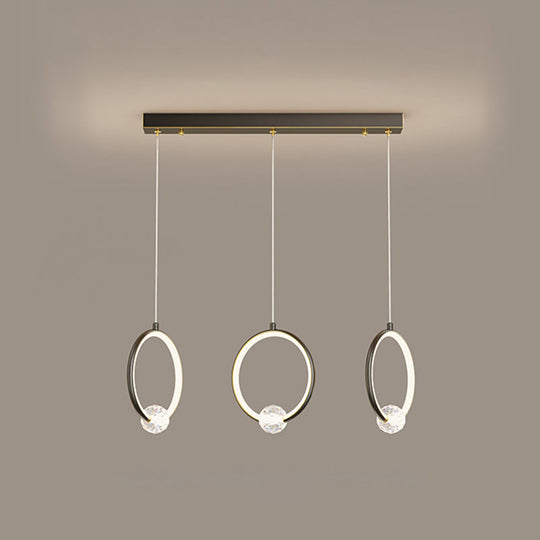 Modern Metal LED Indoor Pendant Light: Stylish Ring-Shaped Hanging Fixture
