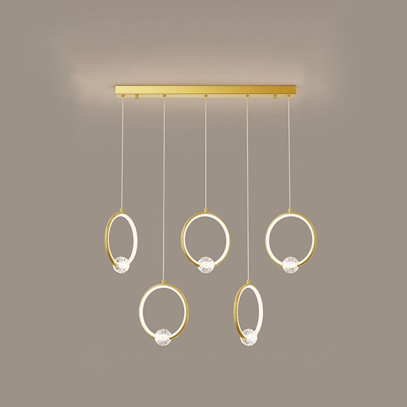 Modern Metal LED Indoor Pendant Light: Stylish Ring-Shaped Hanging Fixture
