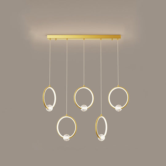 Modern Metal LED Indoor Pendant Light: Stylish Ring-Shaped Hanging Fixture