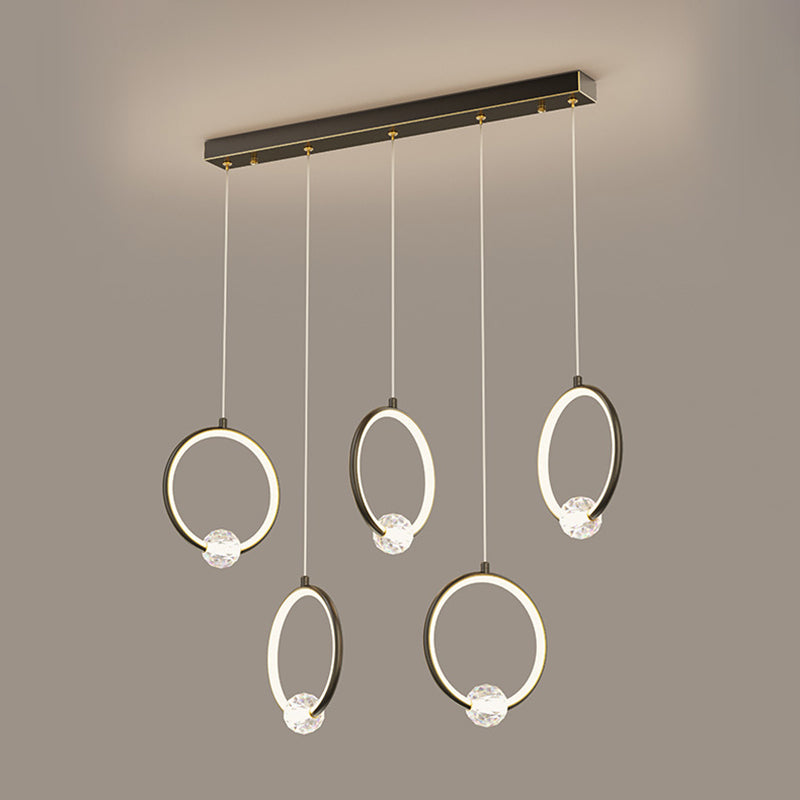 Modern Metal LED Indoor Pendant Light: Stylish Ring-Shaped Hanging Fixture