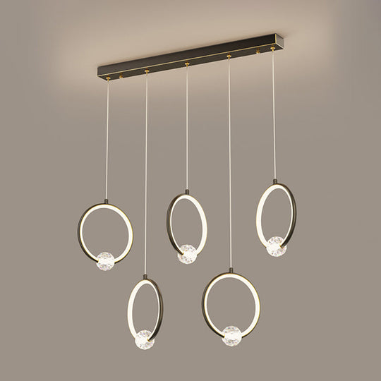 Modern Metal LED Indoor Pendant Light: Stylish Ring-Shaped Hanging Fixture