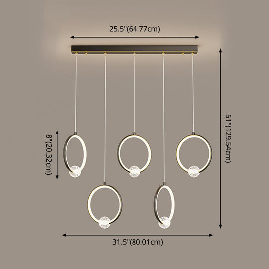 Modern Metal LED Indoor Pendant Light: Stylish Ring-Shaped Hanging Fixture