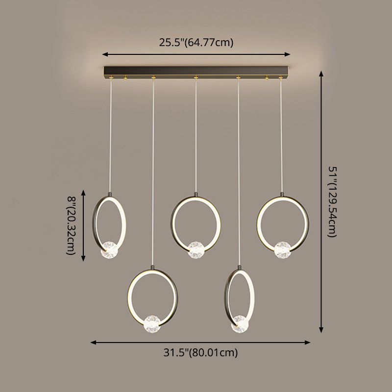 Modern Metal LED Indoor Pendant Light: Stylish Ring-Shaped Hanging Fixture