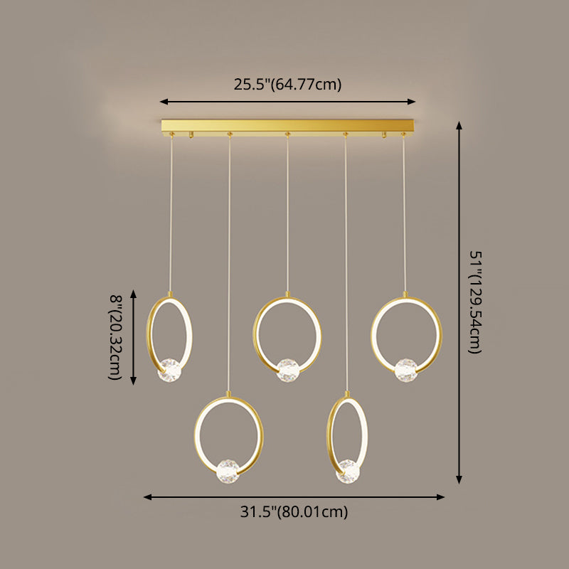 Modern Metal LED Indoor Pendant Light: Stylish Ring-Shaped Hanging Fixture