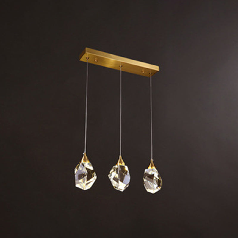 Gold LED Crystal Stone Ceiling Light for Modern Bedroom Suspension