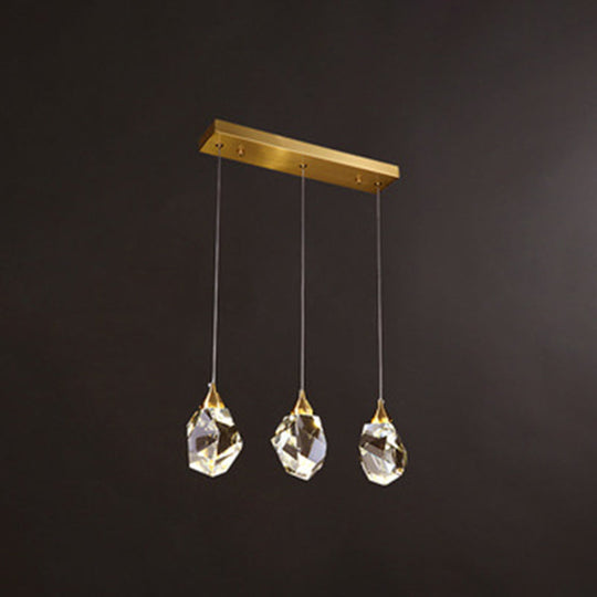 Gold LED Crystal Stone Ceiling Light for Modern Bedroom Suspension