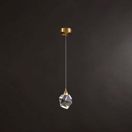 Gold LED Crystal Stone Ceiling Light for Modern Bedroom Suspension
