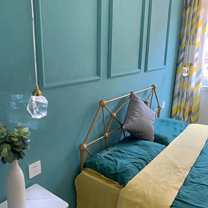 Gold LED Crystal Stone Ceiling Light for Modern Bedroom Suspension