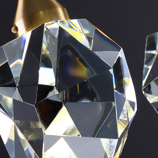 Gold LED Crystal Stone Ceiling Light for Modern Bedroom Suspension