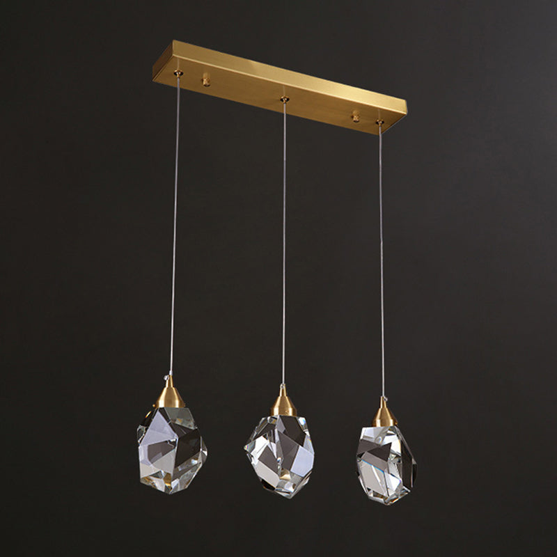 Gold LED Crystal Stone Ceiling Light for Modern Bedroom Suspension