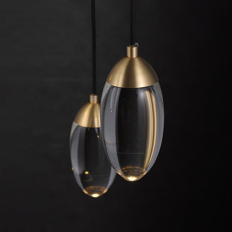 Modern LED Crystal Teardrop Pendant Light Fixture in Gold