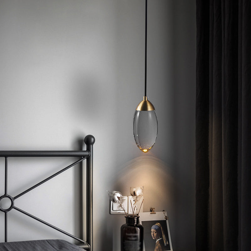 Modern LED Crystal Teardrop Pendant Light Fixture in Gold