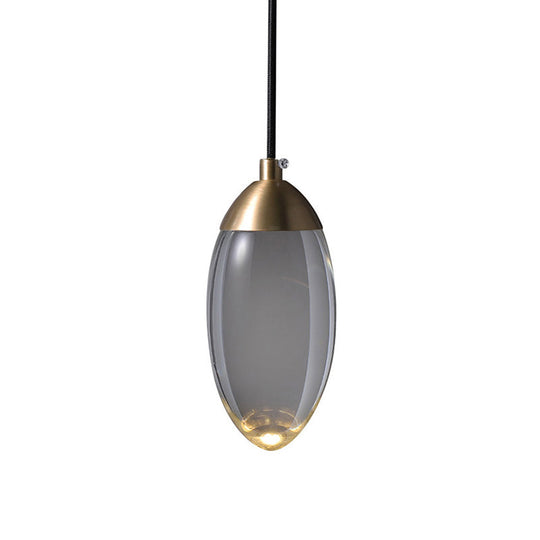 Modern LED Crystal Teardrop Pendant Light Fixture in Gold