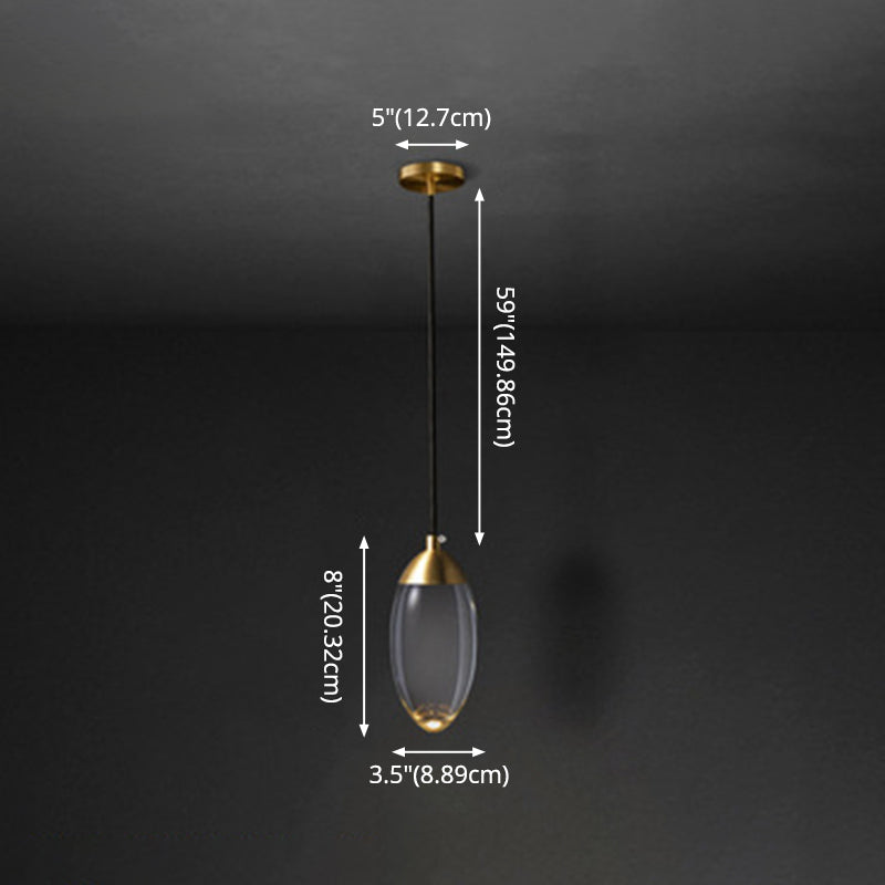 Modern LED Crystal Teardrop Pendant Light Fixture in Gold