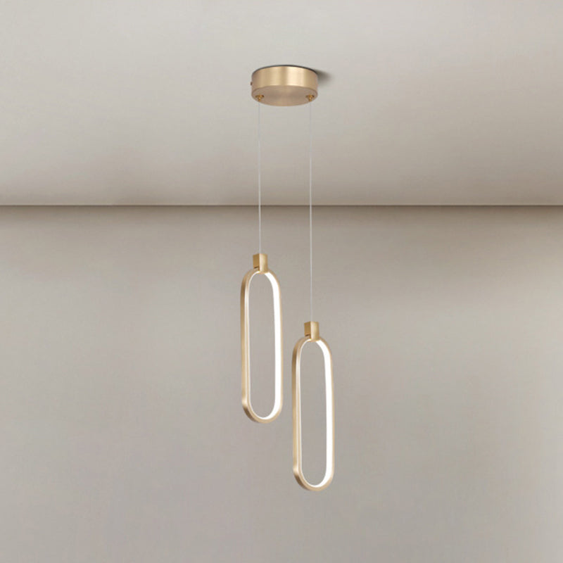 Gold LED Bedroom Pendant Light - Single Head Metal Ceiling Hanging Pendant