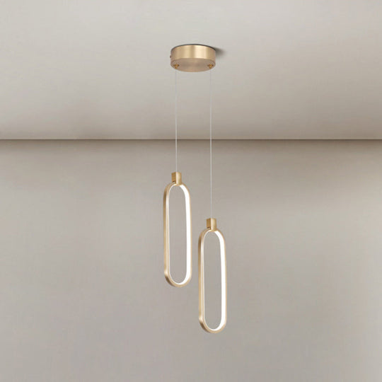 Gold LED Bedroom Pendant Light - Single Head Metal Ceiling Hanging Pendant