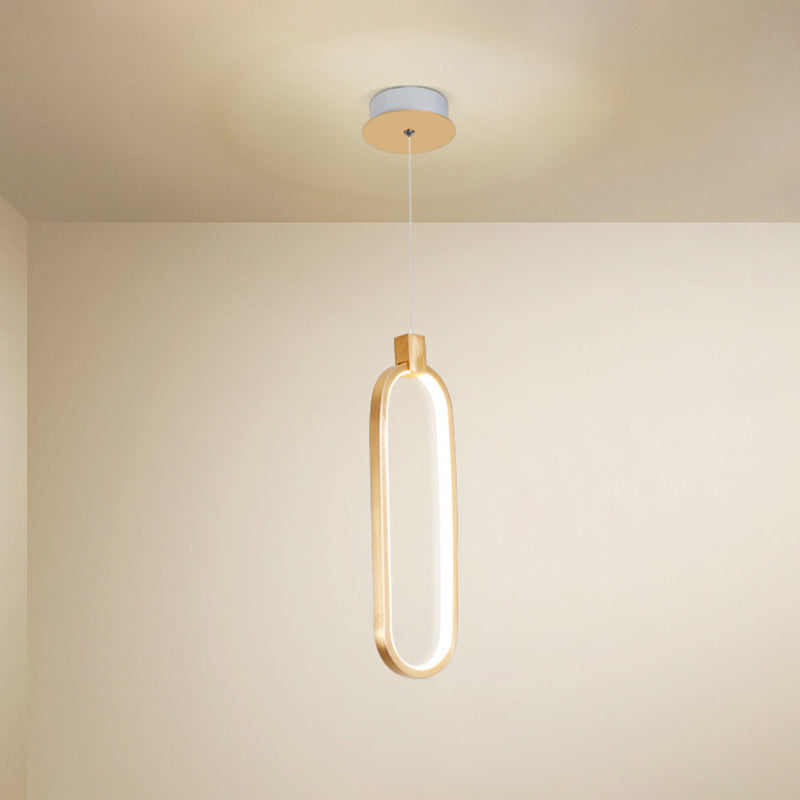 Gold LED Bedroom Pendant Light - Single Head Metal Ceiling Hanging Pendant