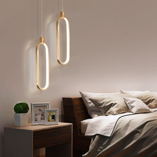 Gold LED Bedroom Pendant Light - Single Head Metal Ceiling Hanging Pendant
