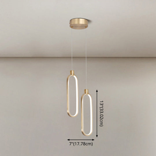 Gold LED Bedroom Pendant Light - Single Head Metal Ceiling Hanging Pendant