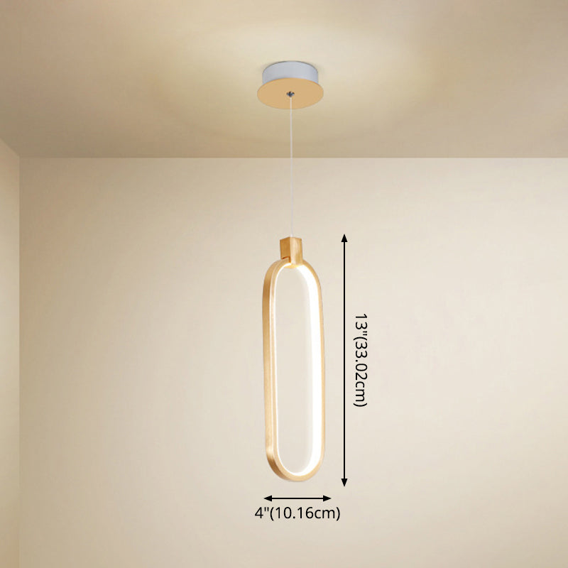 Gold LED Bedroom Pendant Light - Single Head Metal Ceiling Hanging Pendant