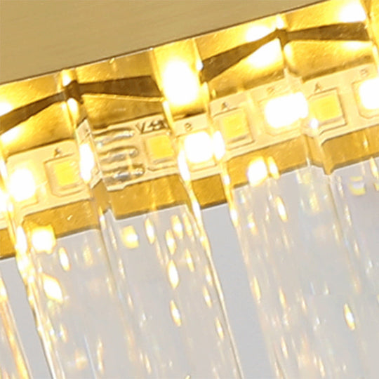 Gold Postmodern LED Chandelier with Crystal Rods - Oval Dining Room Hanging Lamp Kit