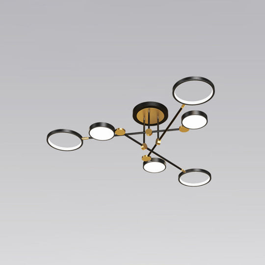 Modernist Metal Ring Chandelier Pendant Light with Hanging Cord - Perfect for Living Room