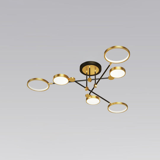 Modernist Metal Ring Chandelier Pendant Light with Hanging Cord - Perfect for Living Room