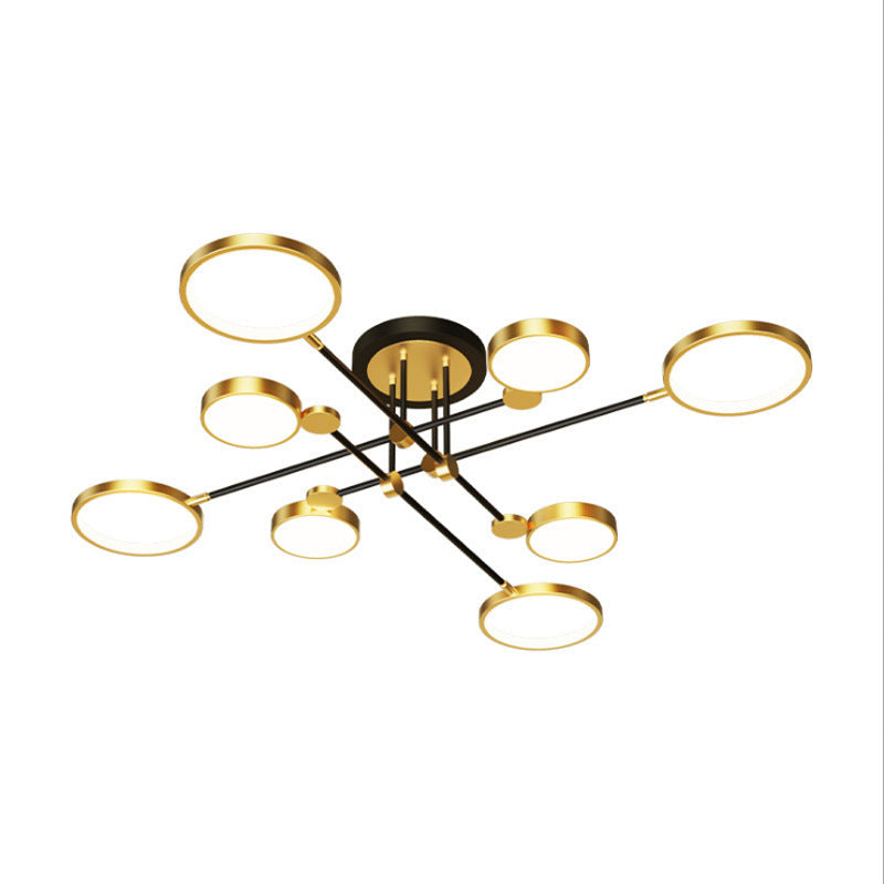 Modernist Metal Ring Chandelier Pendant Light with Hanging Cord - Perfect for Living Room