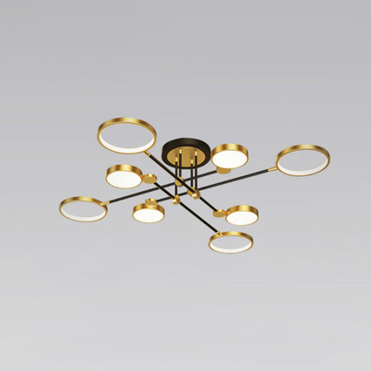 Modernist Metal Ring Chandelier Pendant Light with Hanging Cord - Perfect for Living Room