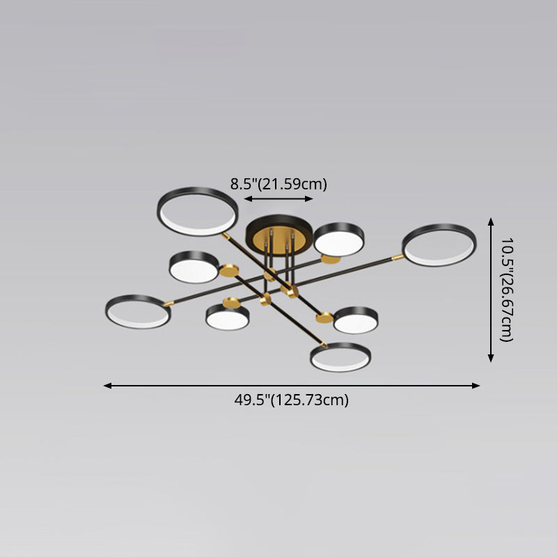 Modernist Metal Ring Chandelier Pendant Light with Hanging Cord - Perfect for Living Room