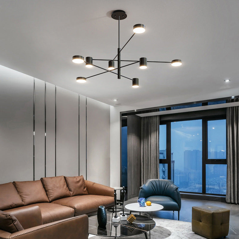 Contemporary Metal Starburst Chandelier for Living Room - Stylish Hanging Ceiling Light