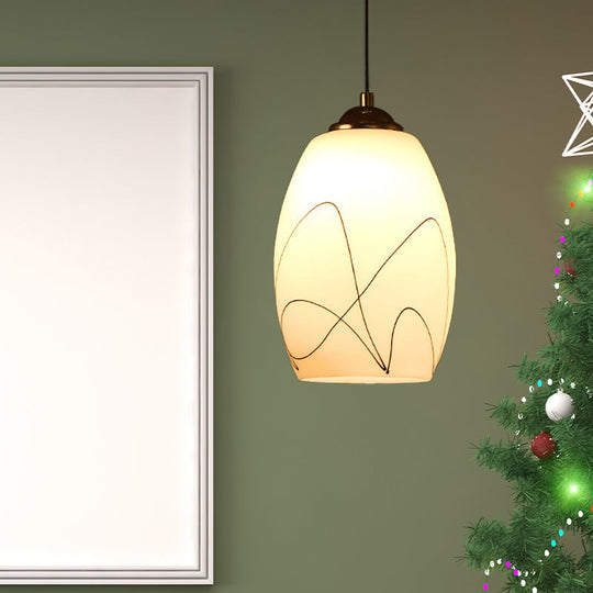 Modern Wave Tulip White Glass Pendant Lamp with Black Hanging Ceiling Light - Ideal for Dining Room